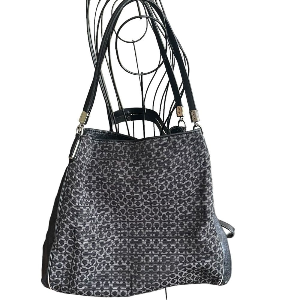 COACH Black Bag Madison 25637 Op Art Sateen Phoebe Shoulder Hobo Handbag Purse - Picture 2 of 13